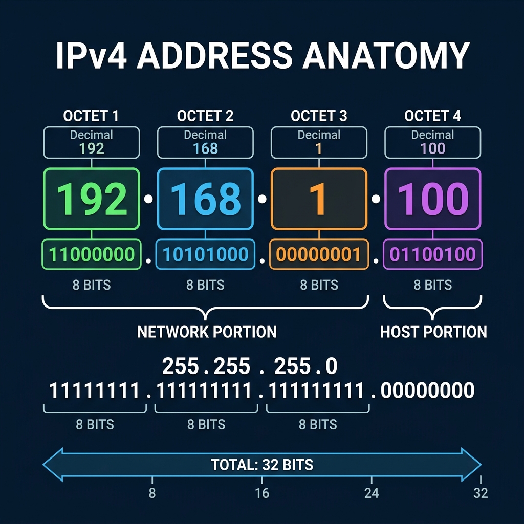 IPv4 Address Anatomy — Octets & Binary