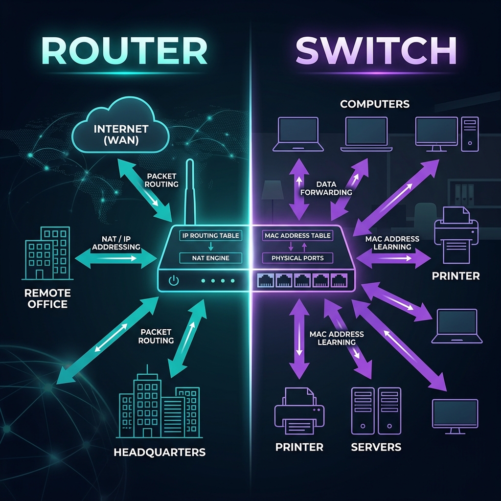Network Devices — Routers vs Switches