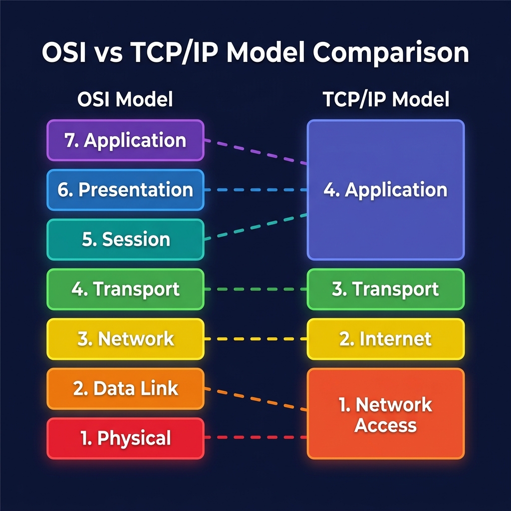 OSI vs TCP/IP Model Comparison