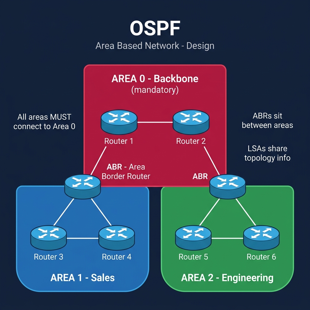 OSPF Area Design — Backbone & Normal Areas
