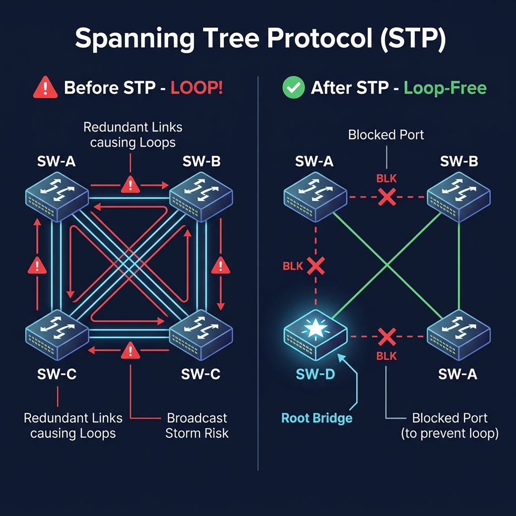 STP — Before & After (Loop Prevention)
