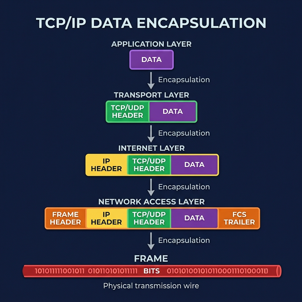 TCP/IP Data Encapsulation Process