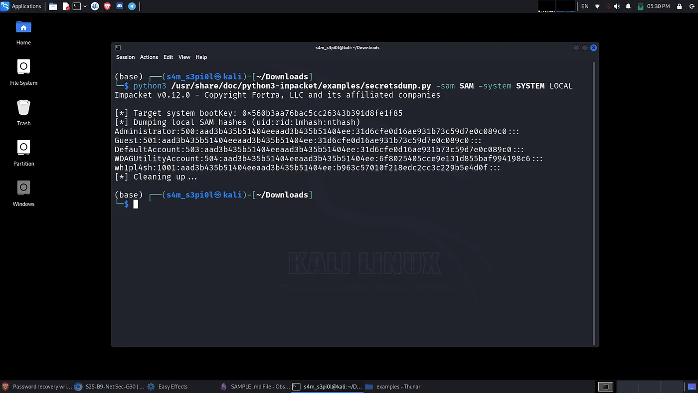 dump result